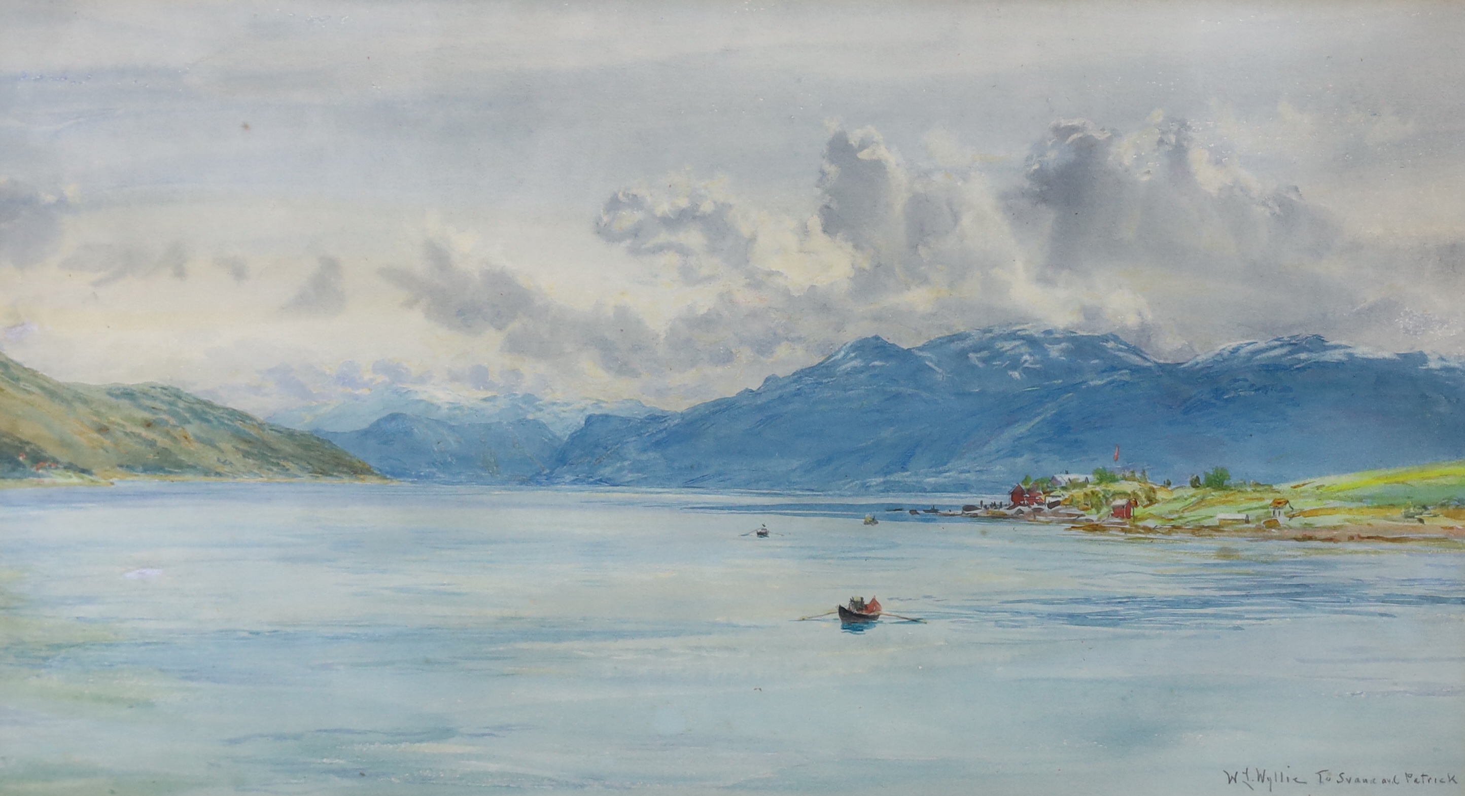 William Lionel Wyllie (English, 1851-1931), 'Balholm on the Sognefjord, Norway', watercolour, 23 x 42cm